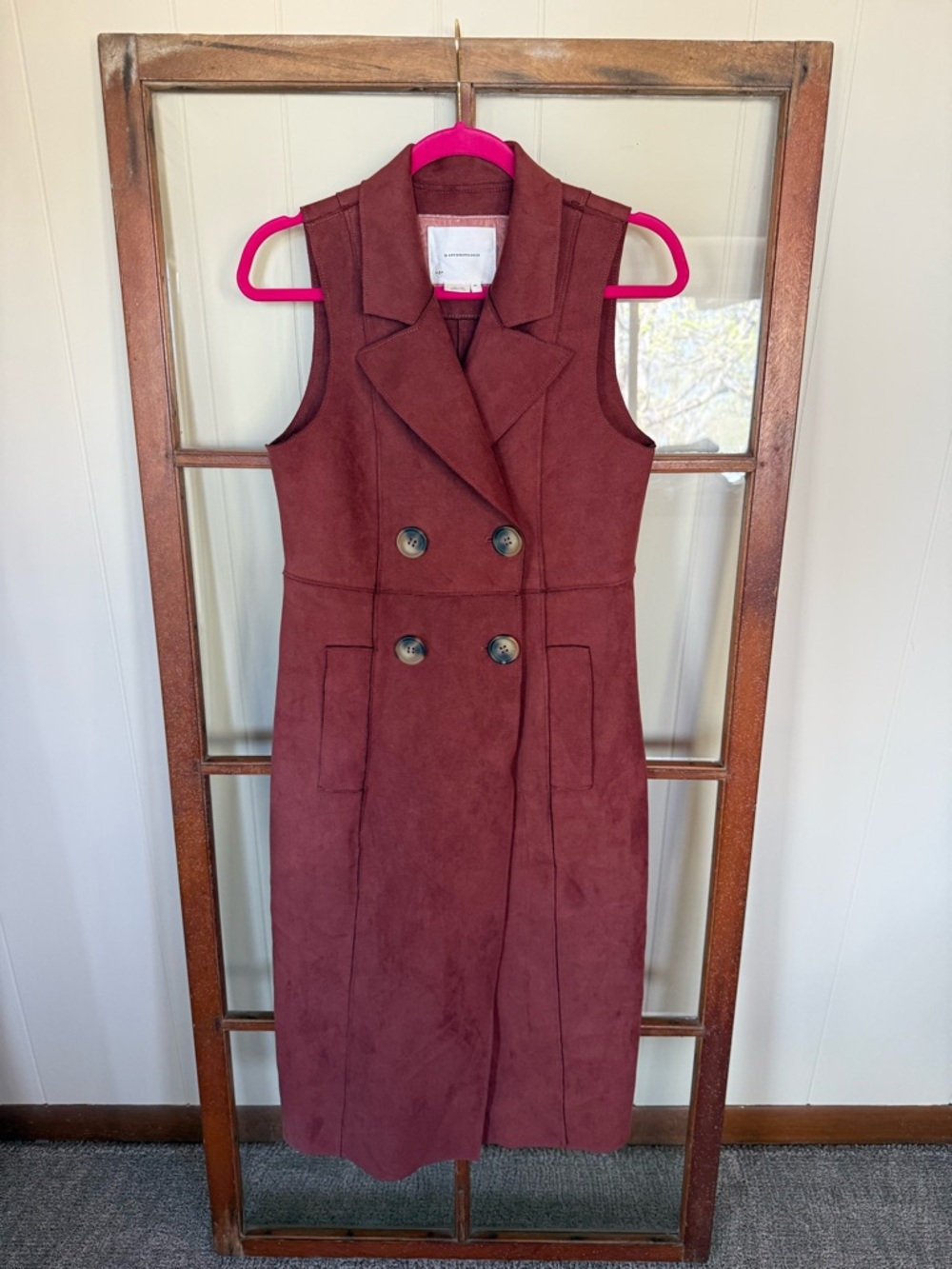 Anthropologie NWOT Tandy Longline Utility Vest Sleeveless Faux Suede Jacket - XS - Picture 6 of 9